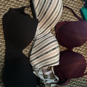 Victoria's Secret Black, White, and Purple Bra Set